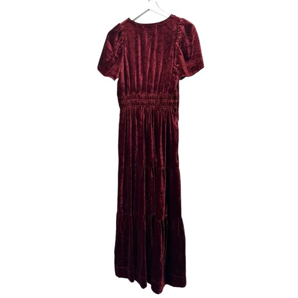 Anthropologie Somerset Maxi Dress Wine Velvet Size X-Small - Picture 10 of 13
